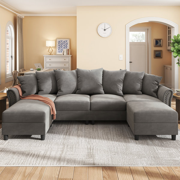 HONBAY 4 Piece Velvet Sectional Wayfair Canada   4   Piece Velvet Sectional 